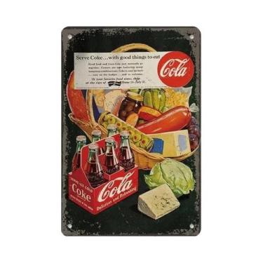 Imagem de Placa De Parede De Lata De Metal Para Refrigerantes Vintage Cola Para 