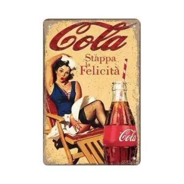 Imagem de Placa De Parede De Lata De Metal Para Refrigerantes Vintage Cola Para 