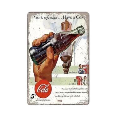 Imagem de Placa De Parede De Lata De Metal Para Refrigerantes Vintage Cola Para 