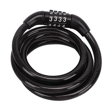 Imagem de Biclete Bloqueio de cabo Combinação de quatro dígitos Anti -roubo Bicicleta trava Segura Scooter Scooter Porta da porta Portão Portão de portão robusta Vinil de aço duradouro