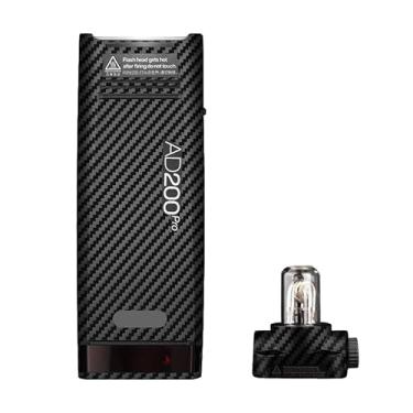 Imagem de Adesivo protetor de vinil para câmera com película antiarranhões para acessórios fotográficos Godox AD200 Pro AD200Pro (fibra de carbono preta)