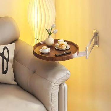 Imagem de Mesa redonda dobrável montada na parede, pequena, dobrável de 28 cm, bandeja de mesa de centro de madeira, dobrável, mesa de parede dobrável, mesa de cabeceira para quarto, sala de estar, varanda