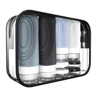 Imagem de Generic Garrafas de viagem, recipientes de viagem de silicone, jarra, fácil de recarregar, bolsa de higiene pessoal recarregável e apertável para produtos de