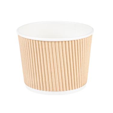 Imagem de Restaurantware Tigela de sopa de papel de parede ondulada - 510 g redonda Kraft PE forrada - 8,9 cm x 8,9 cm x 8,3 cm - Caixa de 200 unidades