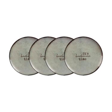 Imagem de Kit Prato Raso Tramontina Churrasco Rustic em Porcelana 28 cm 4 Peças