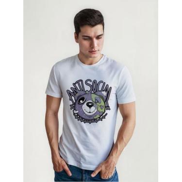 Imagem de Camiseta Masculina Manga Curta Em Algodão Anti Social - mistermah, Bra