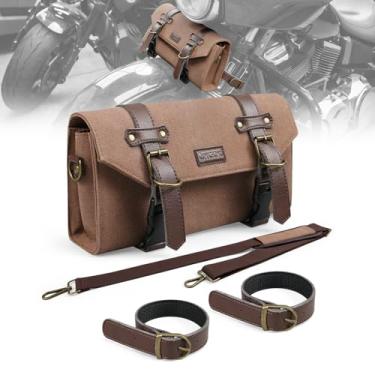 Imagem de NICECNC Bolsa universal de lona para guidão de motocicleta, bolsa de ferramentas para garfo dianteiro, Sissy Bar, bolsa de armazenamento Dyna Softail Sportster Scooter