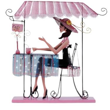 Imagem de Expositor Porta Bijuterias Metal Garota no Café Elegante 31x25cm Organização Joias Decoração Loja Quarto Feminino Luxo