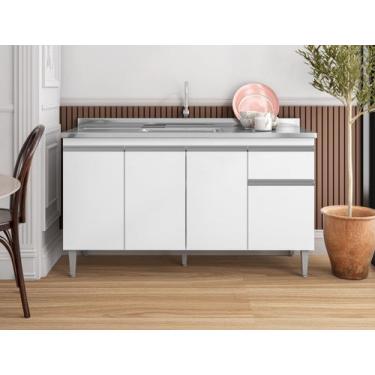 Imagem de Balcão Gabinete p/ Pia Tatiane sem tampo 150 cm AJL Móveis - Branco