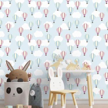 Imagem de Papel De Parede Adesivo Quarto Infantil Balão Nuvem 10m - DELIQUADROS