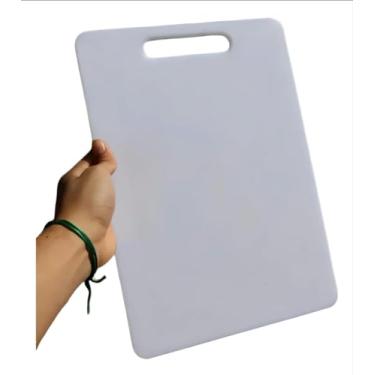 Imagem de Tábua De Carne Corte 35x25 De PVC Cortar Churrasco Salada Cozinha Casa Branco Liso Higiênica