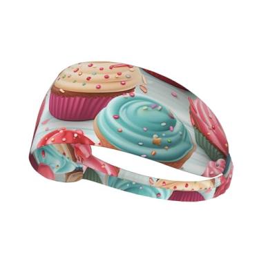Imagem de Bandanas esportivas elásticas para homens e mulheres faixa de cabelo colorida pirulito donut faixa de cabelo absorvente de umidade algodão tecido felpudo faixas de suor para corrida tênis