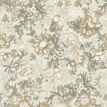 Imagem de VEELIKE Papel de parede floral bege vintage Peel and Stick Boho Flower Wallpaper para banheiro, quarto de meninas, berçário, 40 x 900 cm, papel de contato autoadesivo removível, papel de parede floral