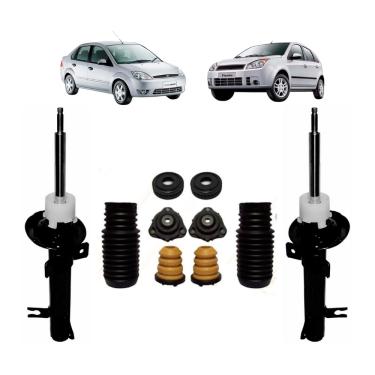 Imagem de Kit Batente + Par Amortecedor Nakata Dianteiro Ford Fiesta Hatch 2003 A 2014
