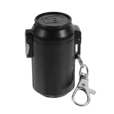 Imagem de Cabilock Cinzeiro portátil para uso ao ar livre cinzeiro de bolso de grande capacidade com tampa suporte de cigarro à prova de vazamento design compacto para escritório em casa e viagens - preto