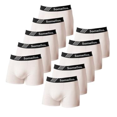 Imagem de Kit Combo10 Cueca Boxer Branca Microfibra Somellos Masculina