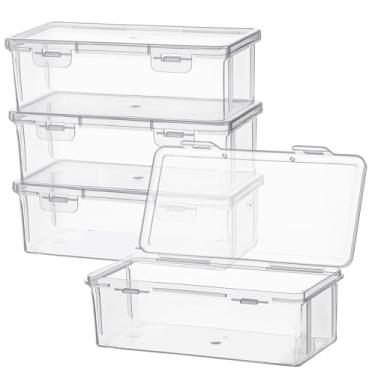 Imagem de Ganydet 4 pacotes de recipientes de caixa de plástico transparente, organizadores de artesanato e armazenamento com tampas, caixas de giz de cera caixas de lápis de plástico para miçangas, peças de