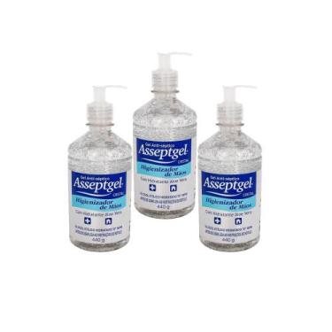 Imagem de Álcool Em Gel Antisséptico 420gr Asseptgel Kit 3