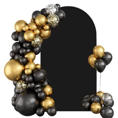 Imagem de Capa de fundo de arco de 2,5 m, capas de arco de balão preto, tecido elástico de elastano, tecido traseiro, cerimônia de casamento, aniversário, chá de panela, decoração de festas