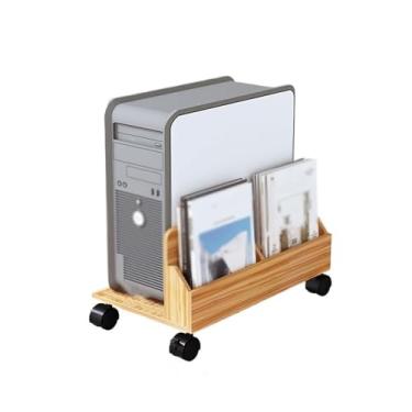 Imagem de Suporte para CPU Suporte de CPU Dois em Um Suporte de Torre de PC para Jogos, Carrinho de Rolamento Móvel para Sob Mesa com Rodas Rodízios, Acessórios de Mesa de Escritório Suporte de CPU (Natural)