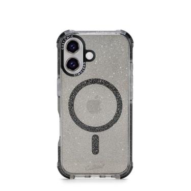 Imagem de Customic Capinha Case Capa para Celular iPhone 16 (6.1"), Impactor Space Anti Impacto Proteção Militar 4 metros contra quedas, Compatível Mag-Safe, Antiamarelamento, Transparente com Glitter Preto