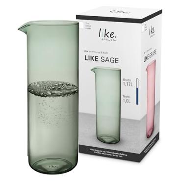 Imagem de like. by Villeroy & Boch - Jarro de água verde sálvia, pode ser lavado na lava-louças, jarro de suco, jarra de vidro em um design moderno, ideal para água e suco, vidro borossilicato