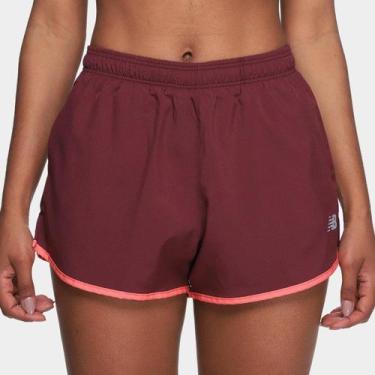 Imagem de Short New Balance Sport Essentials Run 3 Feminino, Vinho, Laranja, P