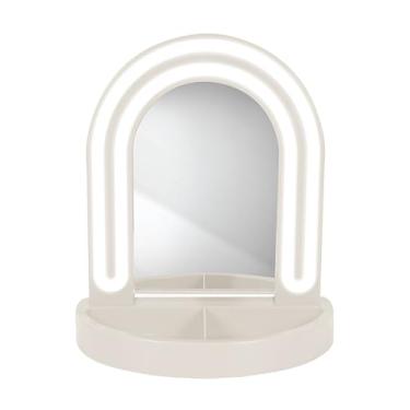 Imagem de InnoVibe Espelho de vidro com LED branco, espelho de parede para quarto, sala de estar ou corredor, espelho iluminado alimentado por USB com base destacável, espelhos corporais para decoração de