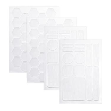 Imagem de 4 Autocolantes para Telemóveis, Textura de Diamante Antiderrapantes Fita Adesiva Telemóveis com Formato Quadrado Hexagonal Redondo Decalques Autocolantes para Comandos Câmaras (Transparentes)