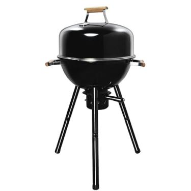 Imagem de Joyagrill Churrasqueira a carvão portátil de 43 cm com pernas removíveis, chaleira de porcelana esmaltada com apanhador de cinzas e cabo de madeira para acampamento, tailgating, pátios, quintais