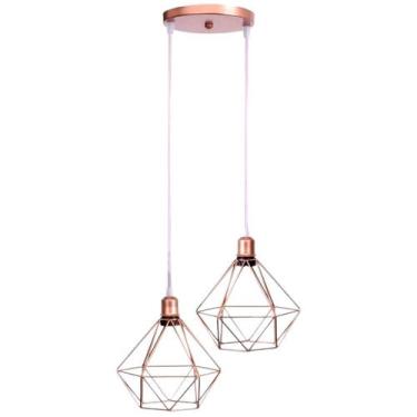 Imagem de Pendente Duplo Decorativo de Teto Diamante Luminárias Rose Gold Base D