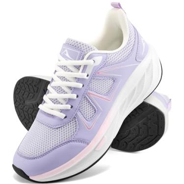 Imagem de Almusen Tênis feminino para caminhar: tênis atlético confortável de malha respirável para treino atlético casual, Roxa, 36