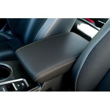 Imagem de Capa preta para apoio de braço para Honda Civic 11ª geração (2022-2025) - Envoltório de tampas de caixa de armazenamento de braço de couro (costura cinza)