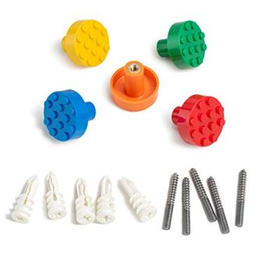 Imagem de Conjunto de cabides de parede de tijolos embutidos (clássico sortido - (azul, vermelho, verde, laranja, amarelo))