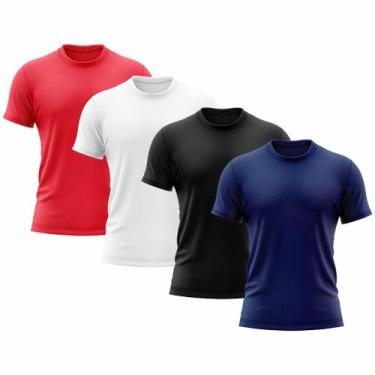 Imagem de Kit 4 Camisetas Masculina Manga Curta Dry Básica Lisa Proteção Solar U