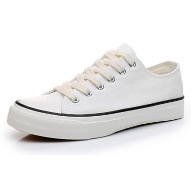 Imagem de CullForYou Tênis feminino colorido de cano baixo, Branco/Branco, 6.5