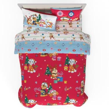 Imagem de Jogo de cama infantil de Natal e Natal da Patrulha Canina, edredom macio com capa, tamanho casal de 7 peças, (produto oficialmente licenciado) por Franco