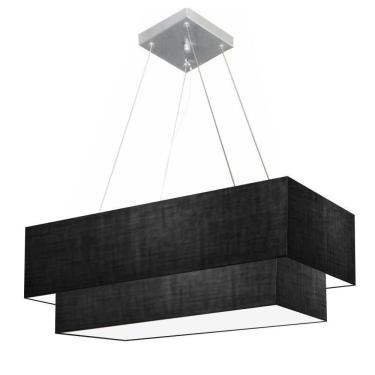 Imagem de Lustre Pendente Retangular Vivare Md-4138 Cúpula Em Tecido 70x30cm X 60x25cm - Bivolt Preto-preto 127/220v