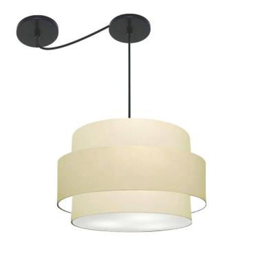 Imagem de Lustre Sala De Jantar Com Desvio Vivare Md-4400 Cúpula Em Tecido 55cm Algodão-crú 127/220v