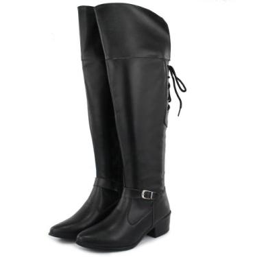 Imagem de Bota Over The Knee Cano Longo Feminina - Nalu Shoes, Preto, 38