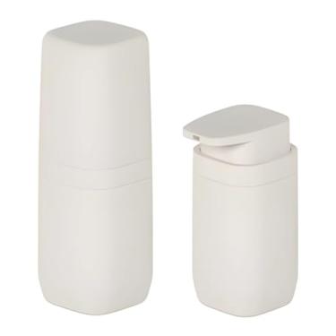 Imagem de Kit Banheiro 2pç Porta Escova + Dispenser Sabonete Líquido 380ml Bege