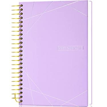 Imagem de Caderno de reuniões com itens de ação Caderno de trabalho para anotações 120 folhas Caderno de reuniões A5 para escritório agenda de reuniões de negócios livro para homens e mulheres agenda organizadora de reuniões, roxo