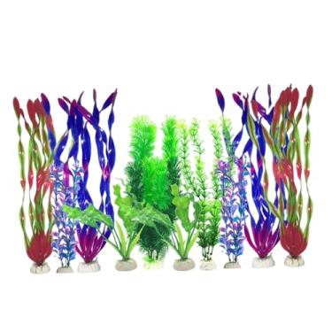 Imagem de Fenteer 10x Plantas Artificiais de Aquário Plantas Artificiais Decorações Enfeites Cenário Decoração Água Grama Acessórios para Aquário, Style a