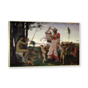 Imagem de NHLDZYH Moldura de champanhe. Pinturas a óleo famosas, (sem título 11) de Jean Leon Gerome, reprodução impressa em tela, arte de cenário para decoração de sala de estar. 40 x 60 cm - 15,8 x 23,7 pol