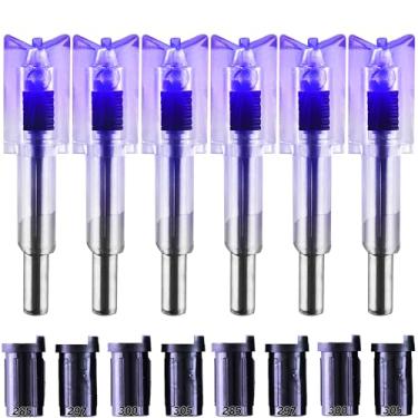 Imagem de KEAUP Pacote com 6/3 Nocks iluminados para parafusos de besta com buchas iluminadas de besta de 723,9 cm/0,754,4 cm/0,762 cm/0,762 cm/0,762 cm/0,774 pol/774.7 cm buchas iluminadas de besta de alta