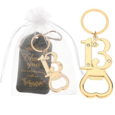 Imagem de 24 peças 13º chaveiro de ouro abridor de garrafas, lembrancinhas de festa de aniversário para convidados, 13º abridor de garrafas de cerveja a granel para lembranças de aniversário de 13 anos