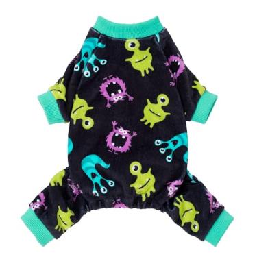 Imagem de Fitwarm Pijama fofo para cães de Halloween, fantasias engraçadas para cães pequenos, meninos e meninas, roupas festivas para animais de estimação, verde, roxo, preto, médio