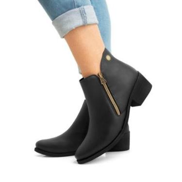 Imagem de Bota Feminina Casual Cano Baixo Salto Antiderrapante Zíper Confortável Macia Leve-Feminino