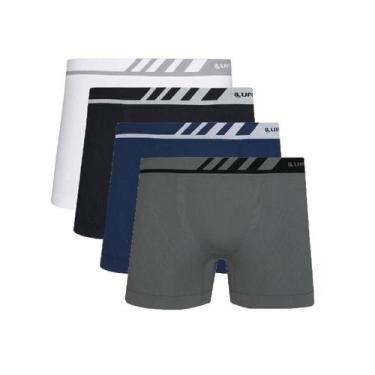 Imagem de Kit com 4 Cuecas Boxer Lupo 671-002 Preto/Marinho/Branco/Chumbo, P, So