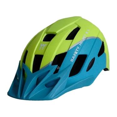 Imagem de Fenteer Capacete de bicicleta Capacete de bicicleta Equipamento de ciclismo para iniciantes Esportes de mountain bike, Amarelo Azul